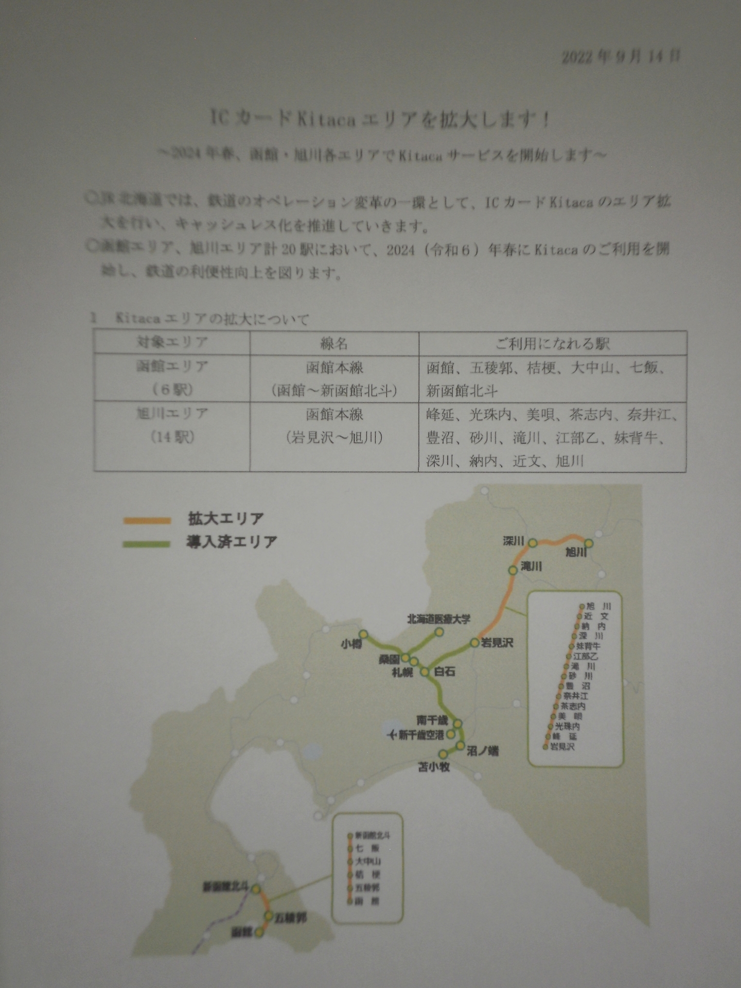 ＪＲ北海道、２０２４年春に交通系ＩＣカード「キタカ」の利用エリア拡大。: 北の鉄ちゃんの部屋